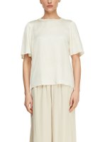 Vorschau: Comma Satin-Mix-Shirt mit fließenden Kurzärmeln und geripptem Ausschnitt 10834680