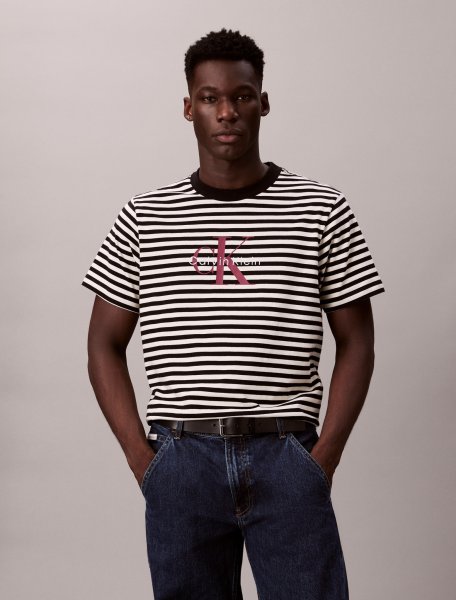 CALVIN KLEIN JEANS SS 20S STRIPE JERSEY MONOLOGO CN T-Shirt 10806375