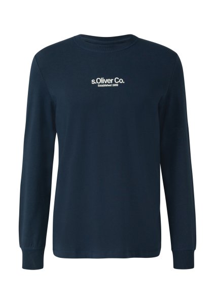 S.OLIVER Longsleeve aus Baumwolle mit Rippbündchen und Logo 10803654