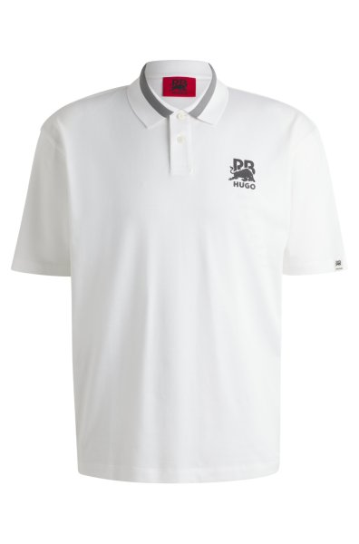 HUGO RED HUGO x RB Poloshirt aus Stretch-Baumwolle mit Carbon-Stealth-Logo 10782471