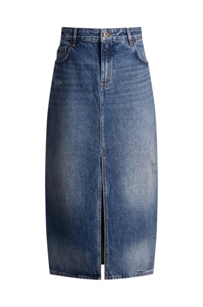 HUGO BLUE Midirock aus Denim mit Schlitz vorn 10768851