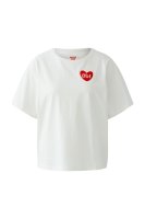 Vorschau: OUI T-Shirt im lässig modernem Shape mit dekorativem Herzstick in flauschiger 3D Optik 10819627