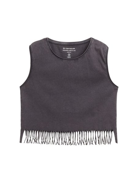 TOM TAILOR DENIM Cropped Top mit Fransen 10813578