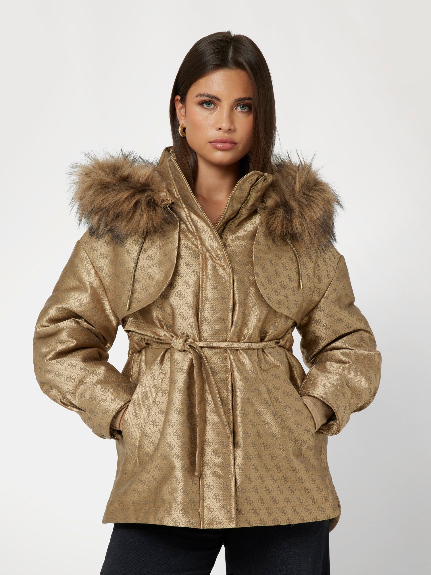 Kragen Guess Winterjacke Guess Winterjacke Black/schwarz (Pre-owned)