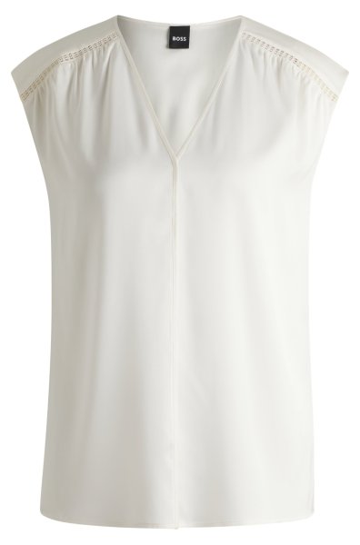 BOSS Ärmellose Bluse aus Stretch-Seiden-Satin 10781982