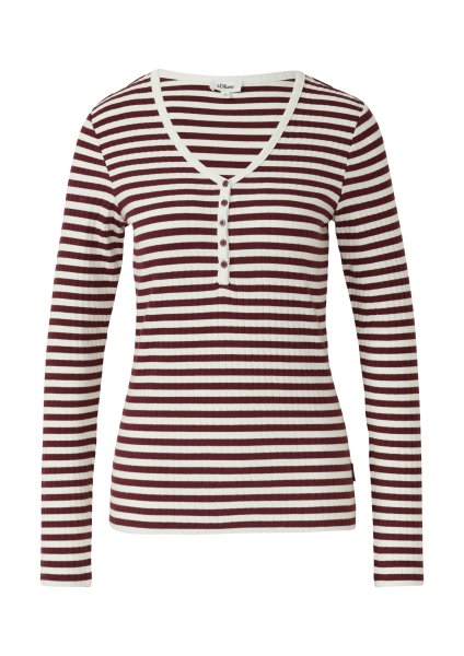 S.OLIVER Ripp-Langarmshirt mit Knopfleiste im Slim Fit 10814718