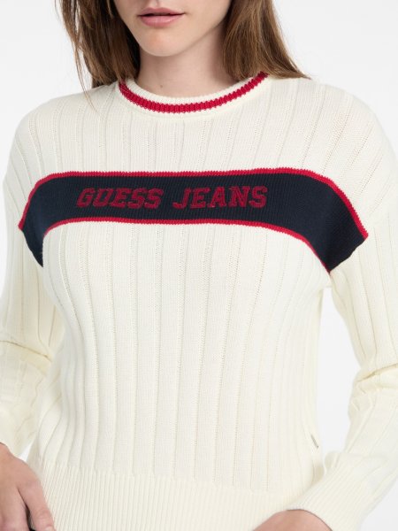 GUESS JEANS Ripp-Pullover Rundhalsausschnitt 10794427