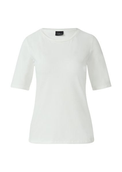 S.OLIVER BLACK LABEL T-Shirt mit Satindetail am Ausschnitt 10811319
