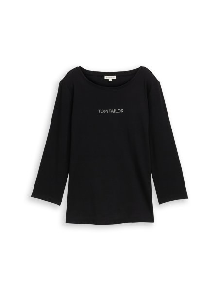 TOM TAILOR Slim Fit Langarmshirt mit Glitzer-Logo 10833110