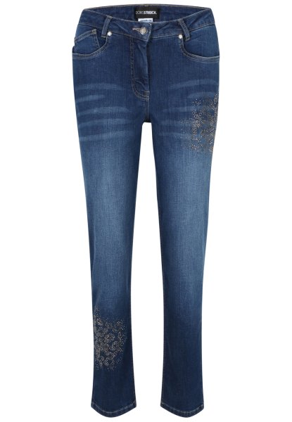 DORIS STREICH blaue 5-Pocket Jeans Hose Leo Metallplättchen-Motiv 10766958