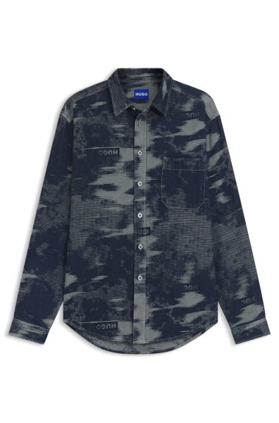 HUGO BLUE Oversize-Shirt aus Denim-Jacquard 10804995