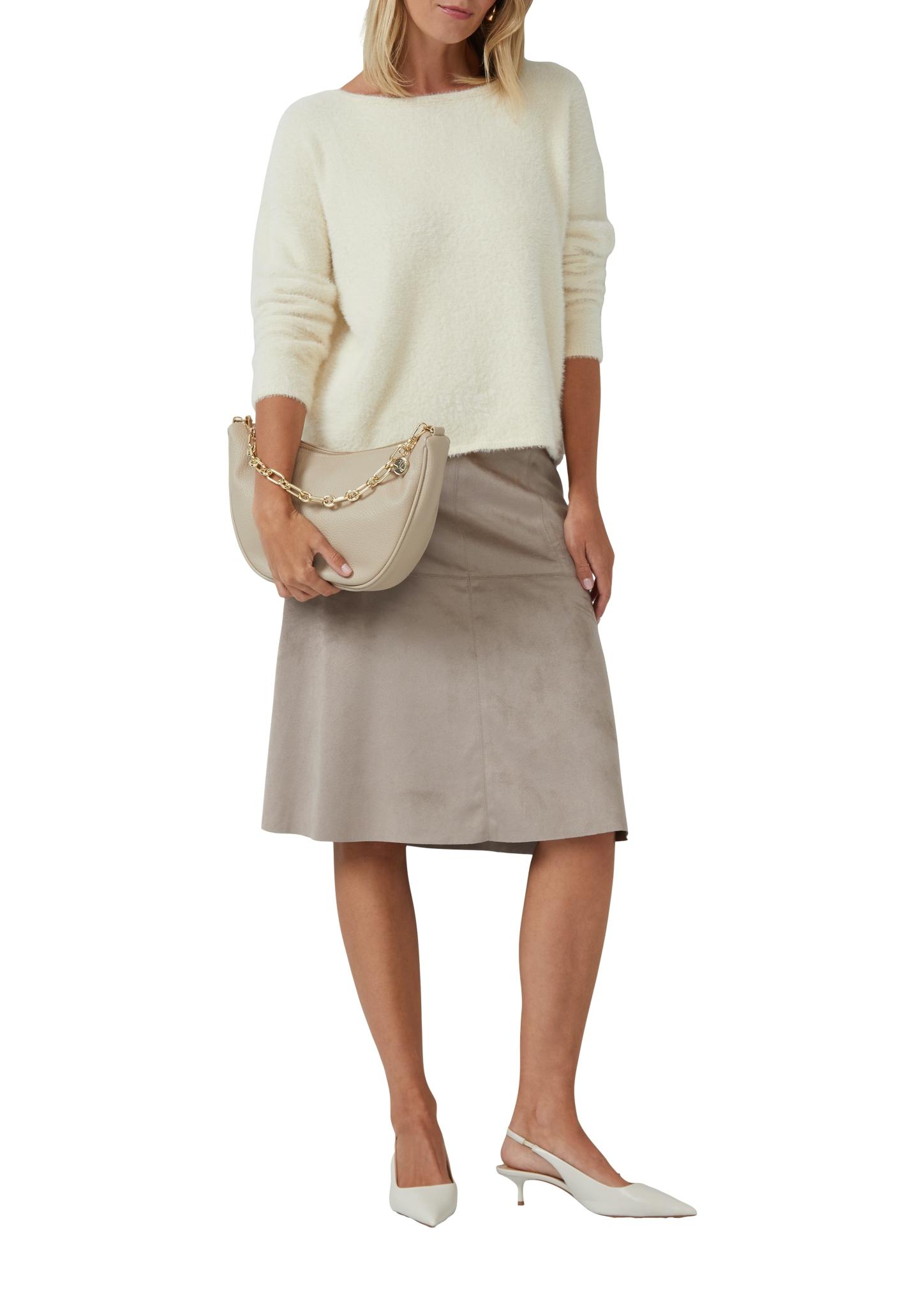 S.OLIVER BLACK LABEL Flauschiger Pullover mit U-Boot-Ausschnitt 10811310