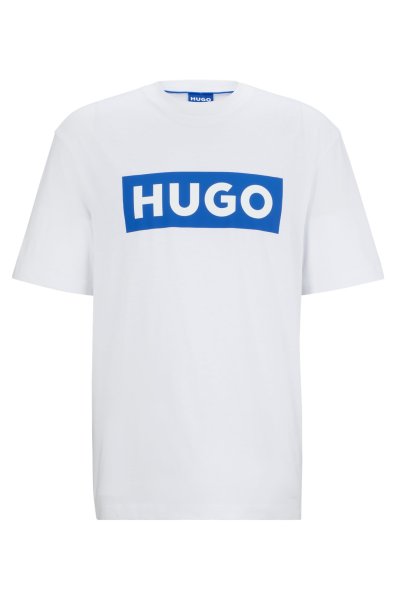 HUGO BLUE T-Shirt aus Baumwoll-Jersey mit blauem Logo 10782237