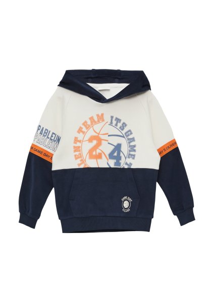 S.OLIVER Zweifarbiges Kapuzen-Sweatshirt mit Print-Details 10760218