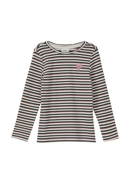 S.OLIVER Gestreiftes Longsleeve im Slim Fit mit Glitzergarn 10811096