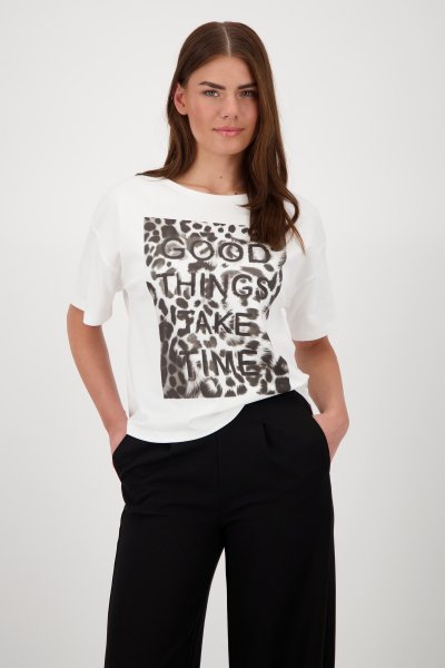 MONARI Shirt mit Schriftzug und Leomuster 10831263