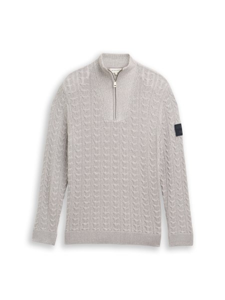 TOM TAILOR Troyer Strickpullover mit Zopfmuster 10833171