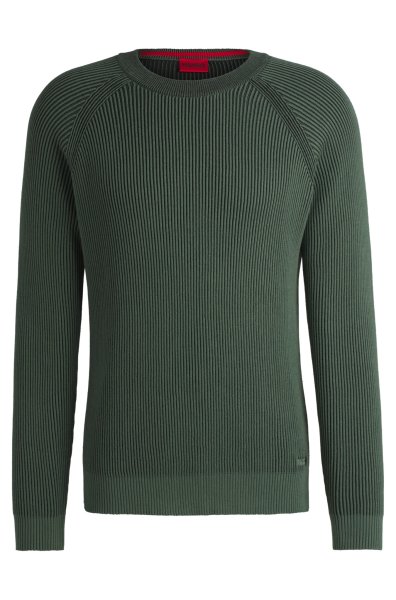 HUGO RED Pullover aus Baumwolle mit zweifarbigen Ripp-Details 10768360