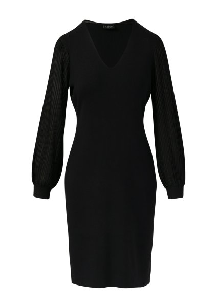 S.OLIVER BLACK LABEL Figurumspielendes Kleid aus Viskosemix mit V-Ausschnitt 10811292