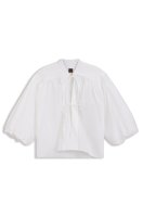 BOSS ORANGE Relaxed-Fit Bluse aus Baumwoll-Popeline mit Ausschnitt zum Binden 10798097
