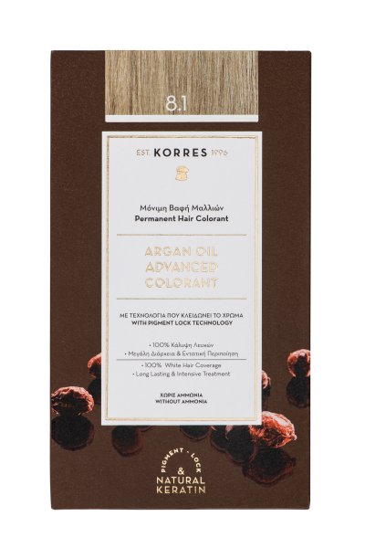 KORRES ARGAN OIL Hochentwickelte Haarcoloration Ash Light Blonde / Hellblond Asch 8.1