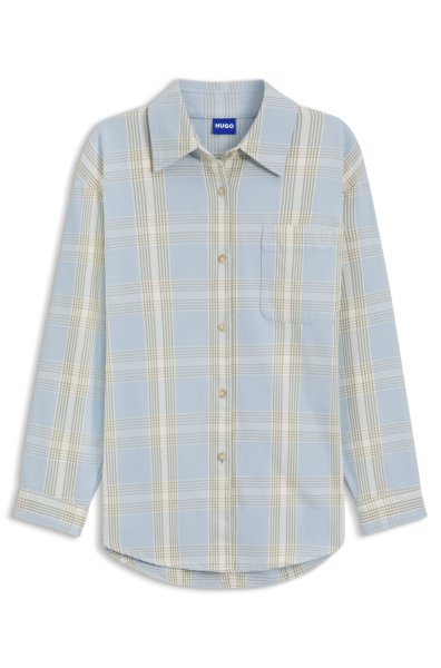 HUGO BLUE Oversized Bluse aus Baumwoll-Twill mit Glencheck-Muster 10797959