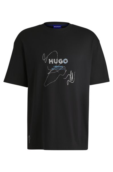 HUGO BLUE T-Shirt aus Baumwoll-Jersey mit saisonalem Artwork 10768426