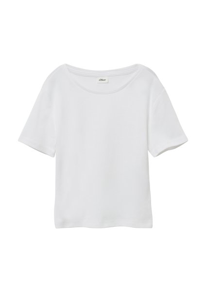 S.OLIVER Verkürztes T-Shirt im Slim Fit aus Rippware 10800651