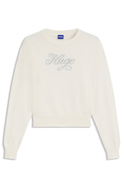 HUGO BLUE Relaxed-Fit Strickpullover mit Logo aus metallisierten Garnen 10805049