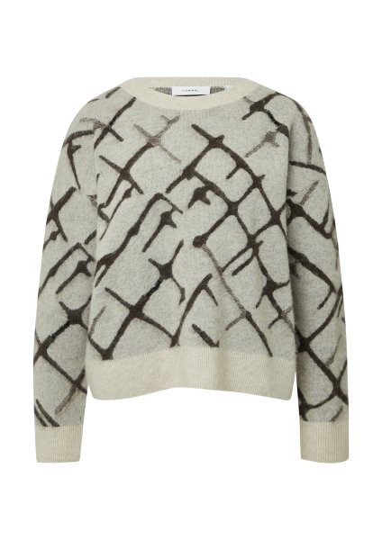COMMA Strickpullover aus gebürstetem Garn mit platzierter Stickerei 10814793