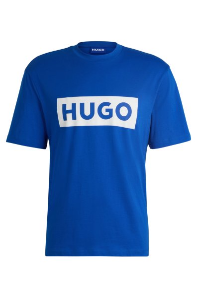 HUGO BLUE T-Shirt aus Baumwoll-Jersey mit blauem Logo 10782237