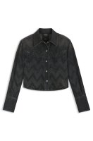 Vorschau: BOSS ORANGE Regular-Fit Bluse aus kristallbesetztem Denim in Cropped-Länge 10805503