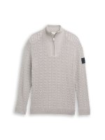 Vorschau: TOM TAILOR Troyer Strickpullover mit Zopfmuster 10833171