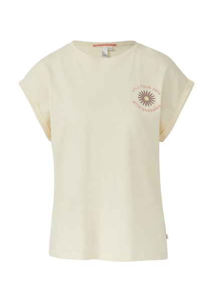 QS Lockeres T- Shirt mit Ärmelaufschlag und Frontprint 10801847