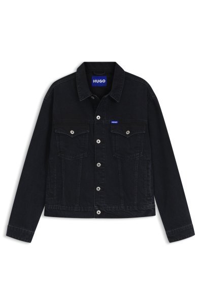 HUGO BLUE Regular-fit jacket in blue-black rigid denim 10797745