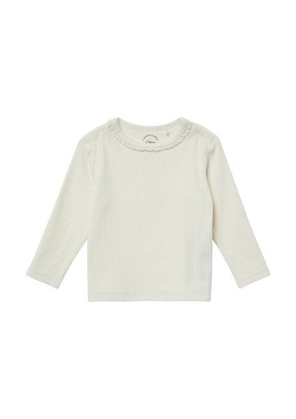S.OLIVER Langarm-Rippshirt mit Spitzenblende 10814640