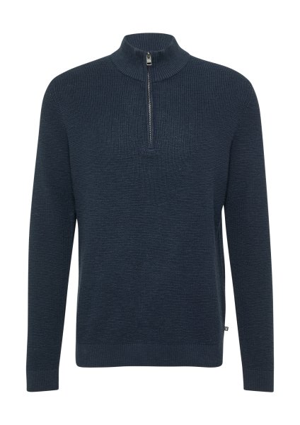 S.OLIVER Baumwoll-Pullover mit Struktur und Troyer-Kragen 10803661