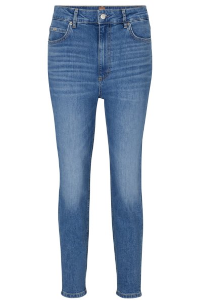 BOSS Blaue Cropped-Jeans aus bequemem Stretch-Denim mit hohem Bund 10769427