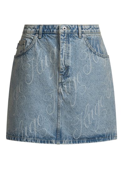 HUGO BLUE Minirock aus festem Denim mit Logo-Print 10782275