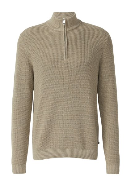 S.OLIVER Baumwoll-Pullover mit Struktur und Troyer-Kragen 10803661