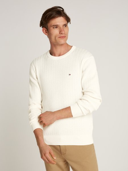 TOMMY HILFIGER Rundhals-Pullover aus Fischgrät-Strick 10768835