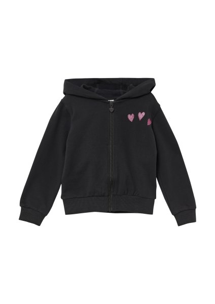 S.OLIVER Kuschelige Sweatjacke mit glitzerndem Rückenprint 10811140