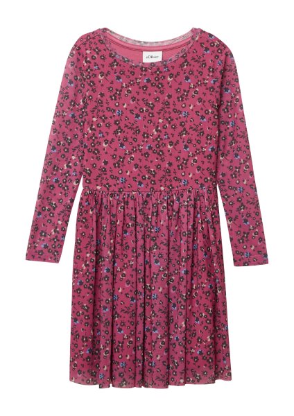 S.OLIVER Langärmeliges Meshkleid mit Jerseyfutter und All-over-Print 10811103