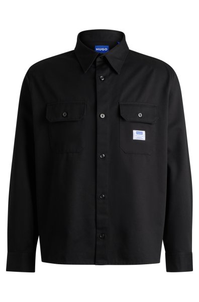 HUGO BLUE Hemd aus Baumwoll-Twill mit Logo-Label 10749261