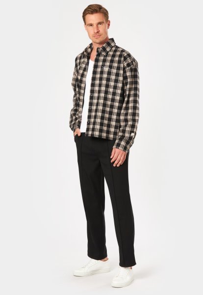 PEGADOR BEVILL FLANNEL SHIRT WASHED DARK STONE BLACK 10785067