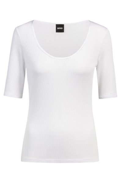 BOSS T-Shirt aus geripptem Stretch-Gewebe mit U-Ausschnitt 10781961
