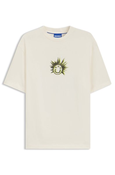 HUGO BLUE T-Shirt aus Baumwoll-Jersey mit Happy HUGO Artwork 10797738