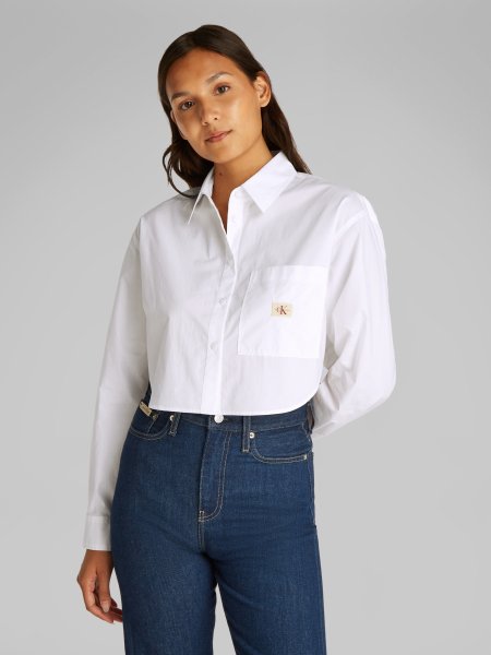 CALVIN KLEIN JEANS Cropped Woven Label Bluse 10781721