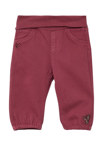 S.OLIVER Hose aus Baumwollstretch mit Umschlagbund und Stickerei