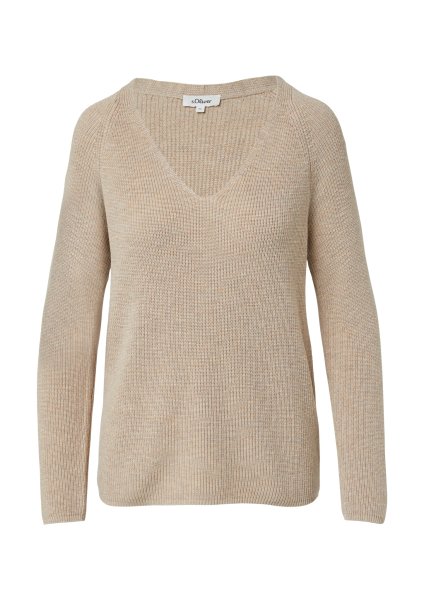 S.OLIVER Strickpullover aus Baumwollmix mit V-Ausschnitt 10811387
